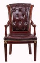 Old antique brown/red leather wing armchair eighteenth and nineteenth century