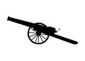 Old antique cannon on wheels silhouette