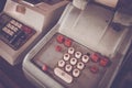 Old antique cash register, adding machines or antique calculate Royalty Free Stock Photo