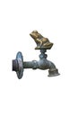 Old antique decorative copper faucet for drinking, washing feet and hands, for garden, isolated on white background