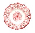 Old antique dinner plate on white background Royalty Free Stock Photo