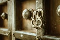 Old antique door knocker handle copper vintage Royalty Free Stock Photo