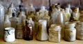 Old Antique Glass Bottles and Jars for Medicine and Storage Royalty Free Stock Photo