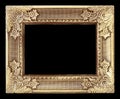 Old antique gold frame on the black background Royalty Free Stock Photo