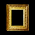 Old antique gold frame isolated on black background Royalty Free Stock Photo