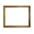 Old antique gold frame over white Royalty Free Stock Photo