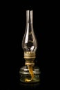 Old antique kerosene oil lantern lamp with vintage glass chimne Royalty Free Stock Photo