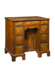 Old antique ladie`s kneehole walnut Georgian writing desk Royalty Free Stock Photo