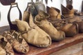 Old antique leather shoes 13-14 centuries Royalty Free Stock Photo