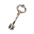 Old antique metal door key with rust on white Royalty Free Stock Photo