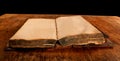 Old antique opened book on table Royalty Free Stock Photo