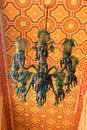 Old antique ornamental blue lamp set in the palace of bangalore.