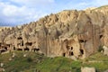 Old antique residential caves in the mountain valley of Cappadocia