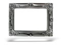 Old antique silver frame over white background Royalty Free Stock Photo