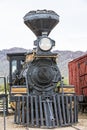 Old antique steam locomotive in vertical format Royalty Free Stock Photo