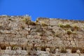 Old antique stone ruins on a hot summer day on the Greek island of Rhodes in Lindos Royalty Free Stock Photo