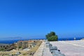 Old antique stone ruins on a hot summer day on the Greek island of Rhodes in Lindos Royalty Free Stock Photo