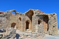 Old antique stone ruins on a hot summer day on the Greek island of Rhodes in Lindos Royalty Free Stock Photo