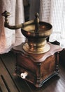 Old antique vintage manual coffee grinder Royalty Free Stock Photo