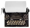 Old antique vintage portable typewriter, with a blank sheet of p Royalty Free Stock Photo