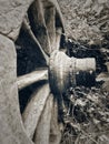 Old antique wagon wheel Royalty Free Stock Photo