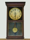 Old Antique Wooden Wall Clock with Pendulum Royalty Free Stock Photo