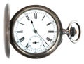 Old antiques silver pocket watch isolated