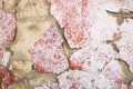 Old antiquity street wall with dust and scratched grunge textures with paint stains