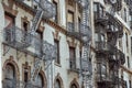 Old apartment facades, with fire stairs. Soho, Manhattan. NYC Royalty Free Stock Photo