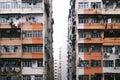 Old Apartment in Hong Kong. dense residential building, urban area Royalty Free Stock Photo