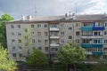 Old apartment house against cloudy sky. Komsomolsk-on-Amure, Russia Royalty Free Stock Photo