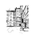 Old apartment house, sketch for your design Royalty Free Stock Photo