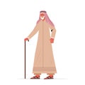 Old arab man in traditional clothes senior male cartoon character standing pose