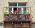 Old architectural detail of a balcony in the center of Brasov, Romania
