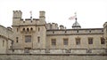 Old architectural grey stone fortress on sky background. Action. Old beautiful fortress building is wonderful historical Royalty Free Stock Photo