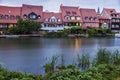 Old architecture of Bamberg along Regnitz River Royalty Free Stock Photo