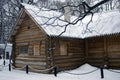 Old architecture of Kolomenskoye park in Moscow. Wooden house of Russian Emperor Peter the Great