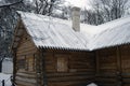 Old architecture of Kolomenskoye park in Moscow. Wooden house of Russian Emperor Peter the Great