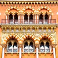 old architecture in london england windows and brick exterior Royalty Free Stock Photo