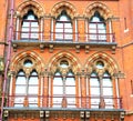 old architecture in london england windows and brick exterior Royalty Free Stock Photo