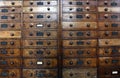 Old archive drawers cabinet Royalty Free Stock Photo