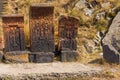 Old Armenian khachkar cross stone in Sevanavank, Armenia