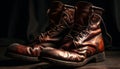 Old Army boots lace up, leather rough generated by AI Royalty Free Stock Photo