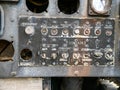 Old army plane dashboard, vintage background
