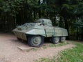 Old army tank in area of memorial monument to the revolution to World War II on Kozara