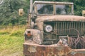 Old army truck in the woods