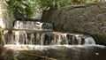 Old artificial decorative waterfall with three modulations