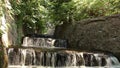 Old artificial decorative waterfall with three modulations