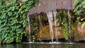 Old artificial decorative waterfall with three modulations