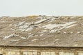 Old asbestos-cement roof of a dilapidated agricultural building Royalty Free Stock Photo